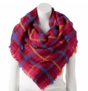 CANDIE'S Plaid Triangle Scarf (NWOT)